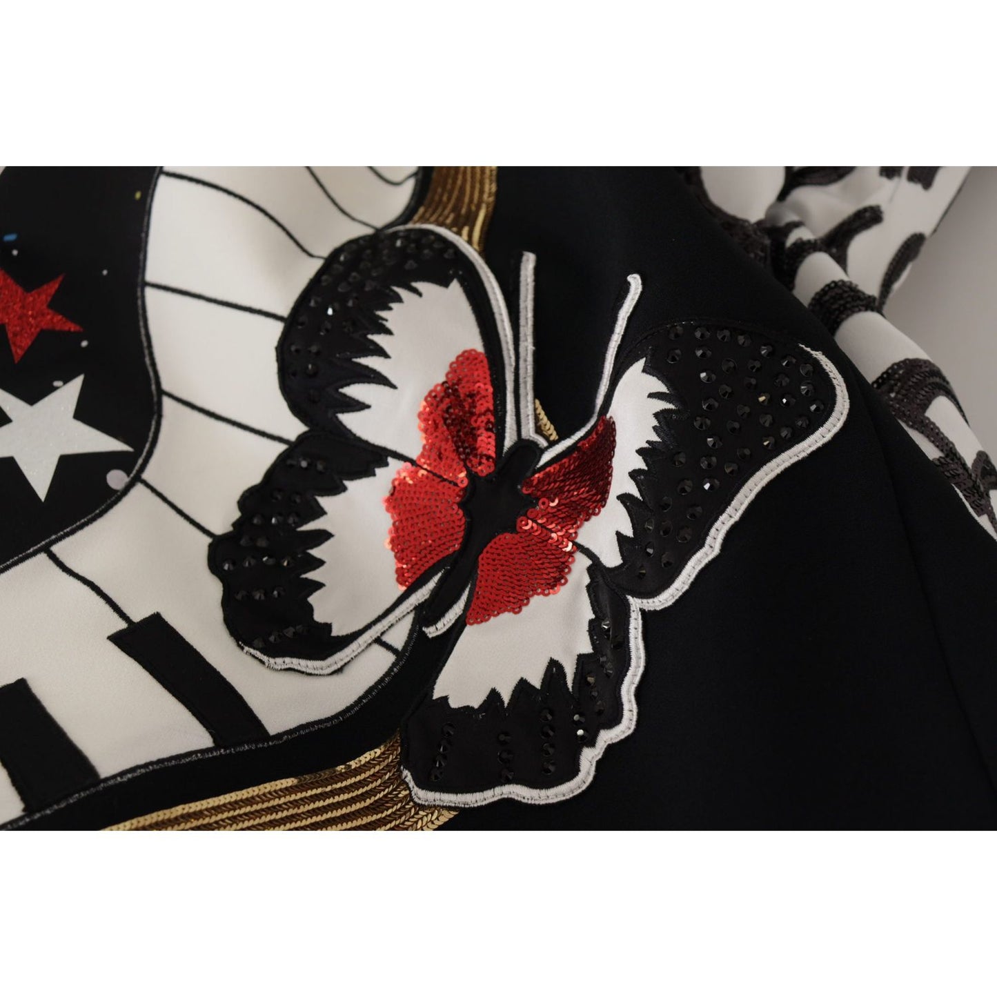 Dolce & Gabbana Black Love Clock Sequined Piano Skirt