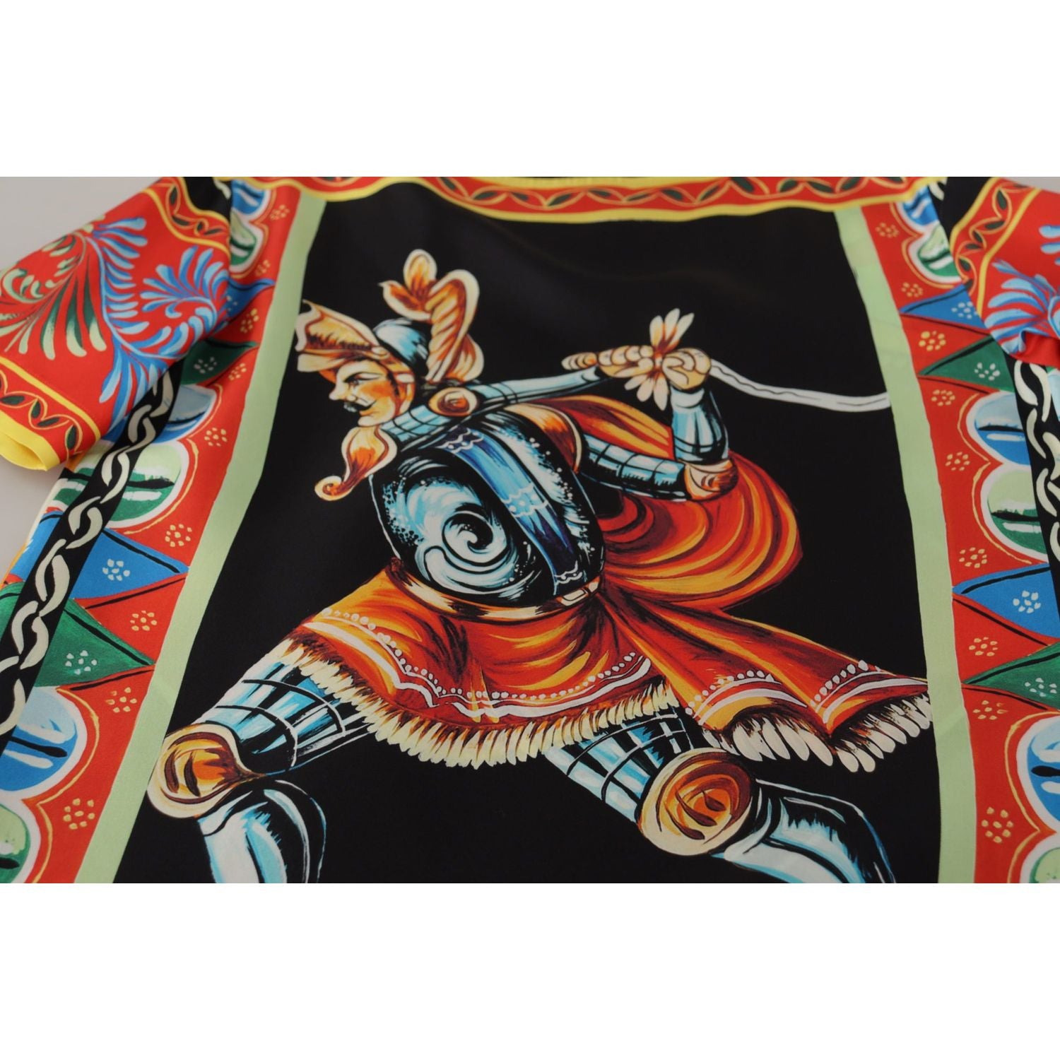 Dolce & Gabbana Multicolor Soldier Carretto Silk Top  T-shirt