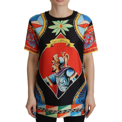 Dolce & Gabbana Multicolor Soldier Carretto Silk Top T-shirt