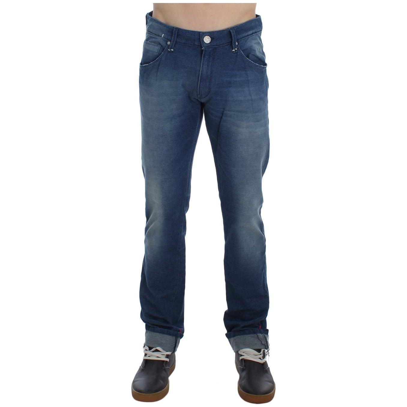 Acht Blue Wash Denim Cotton Stretch Slim Fit Jeans