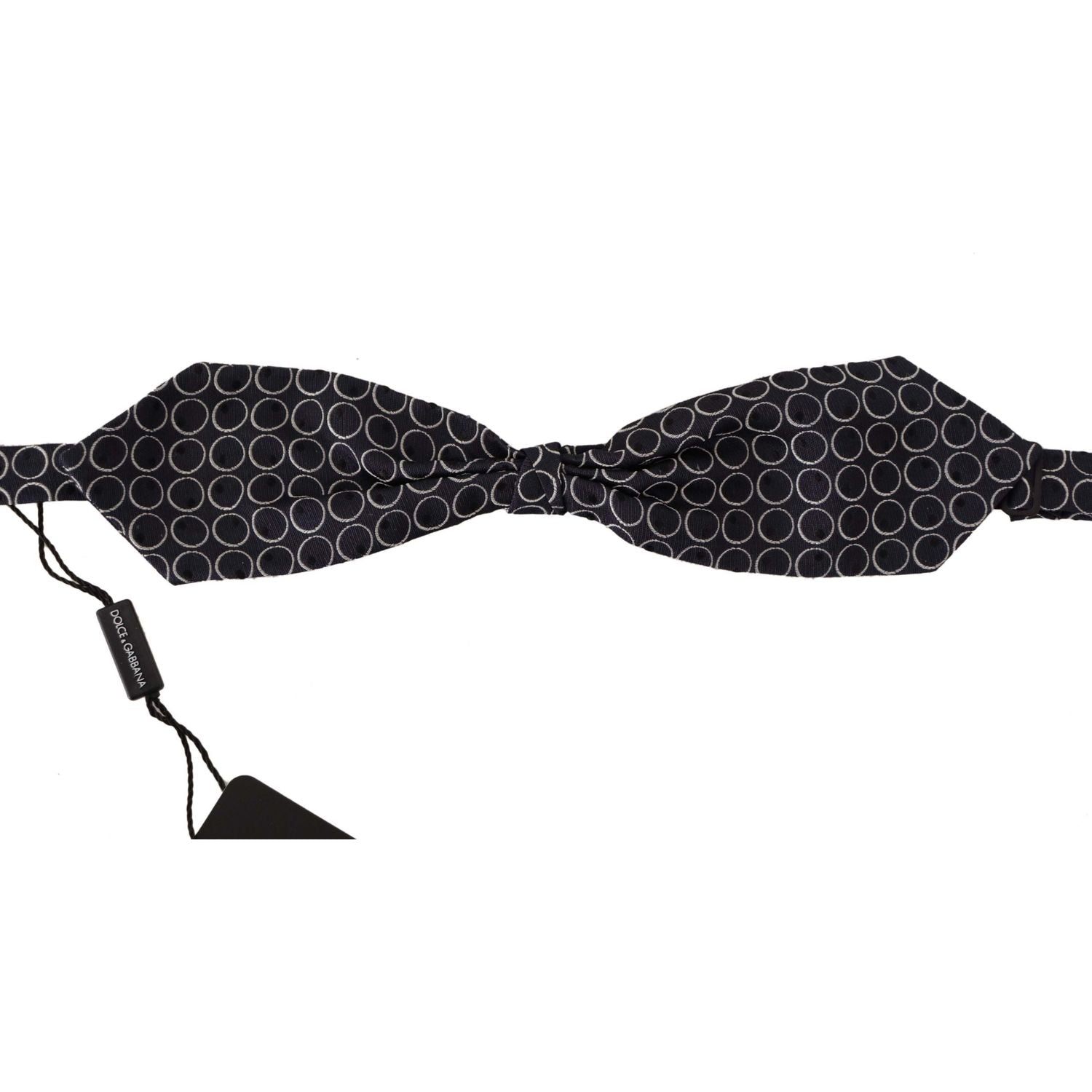 Dolce & Gabbana Black White Round 100% Silk Neck Papillon  Tie