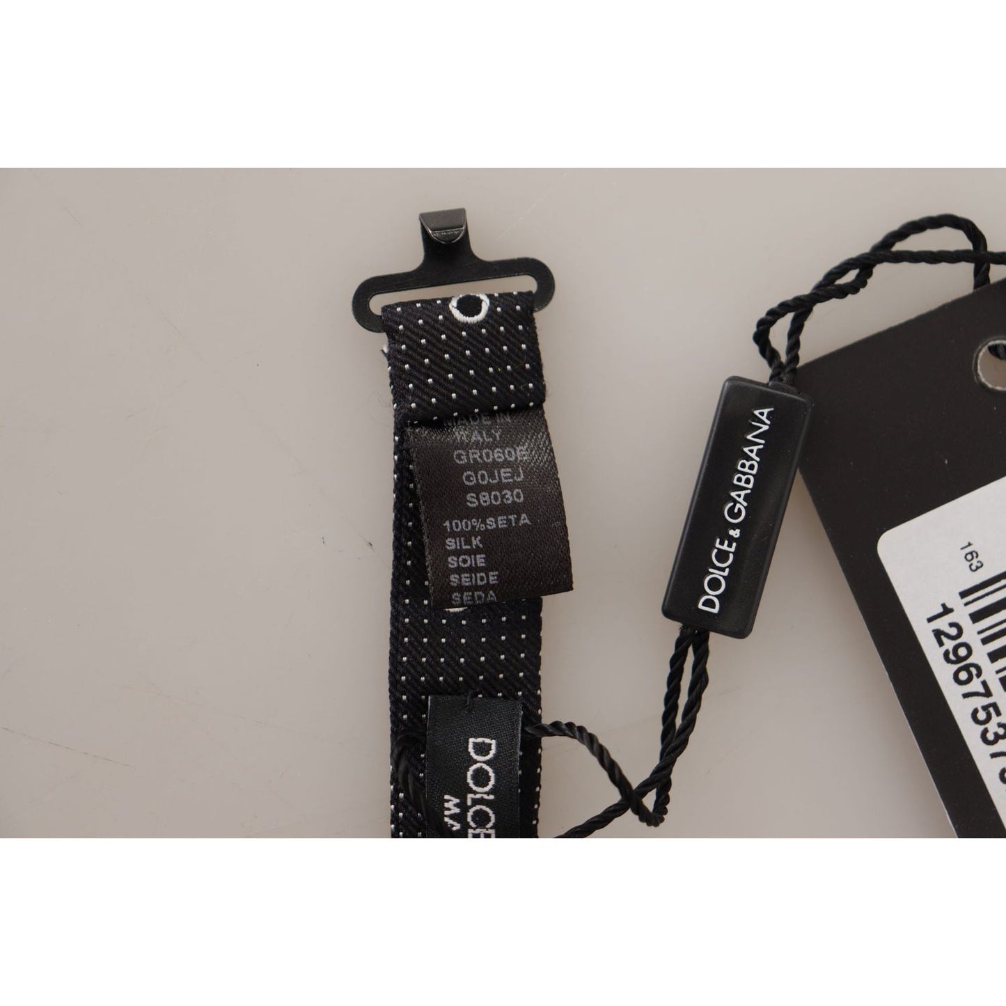 Dolce & Gabbana Black White Polka Dot 100% Silk Neck Papillon Tie