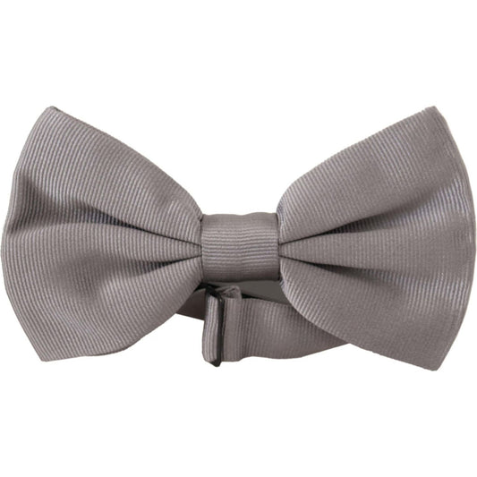 Dolce & Gabbana Gray 100% Silk Adjustable Neck Papillon Tie FT3642