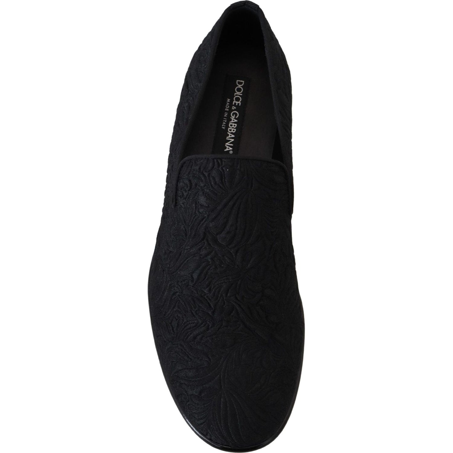 Dolce & Gabbana Black Floral Jacquard Slippers Loafers Shoes MV4814- 39