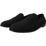 Dolce & Gabbana Black Floral Jacquard Slippers Loafers Shoes MV4814- 39