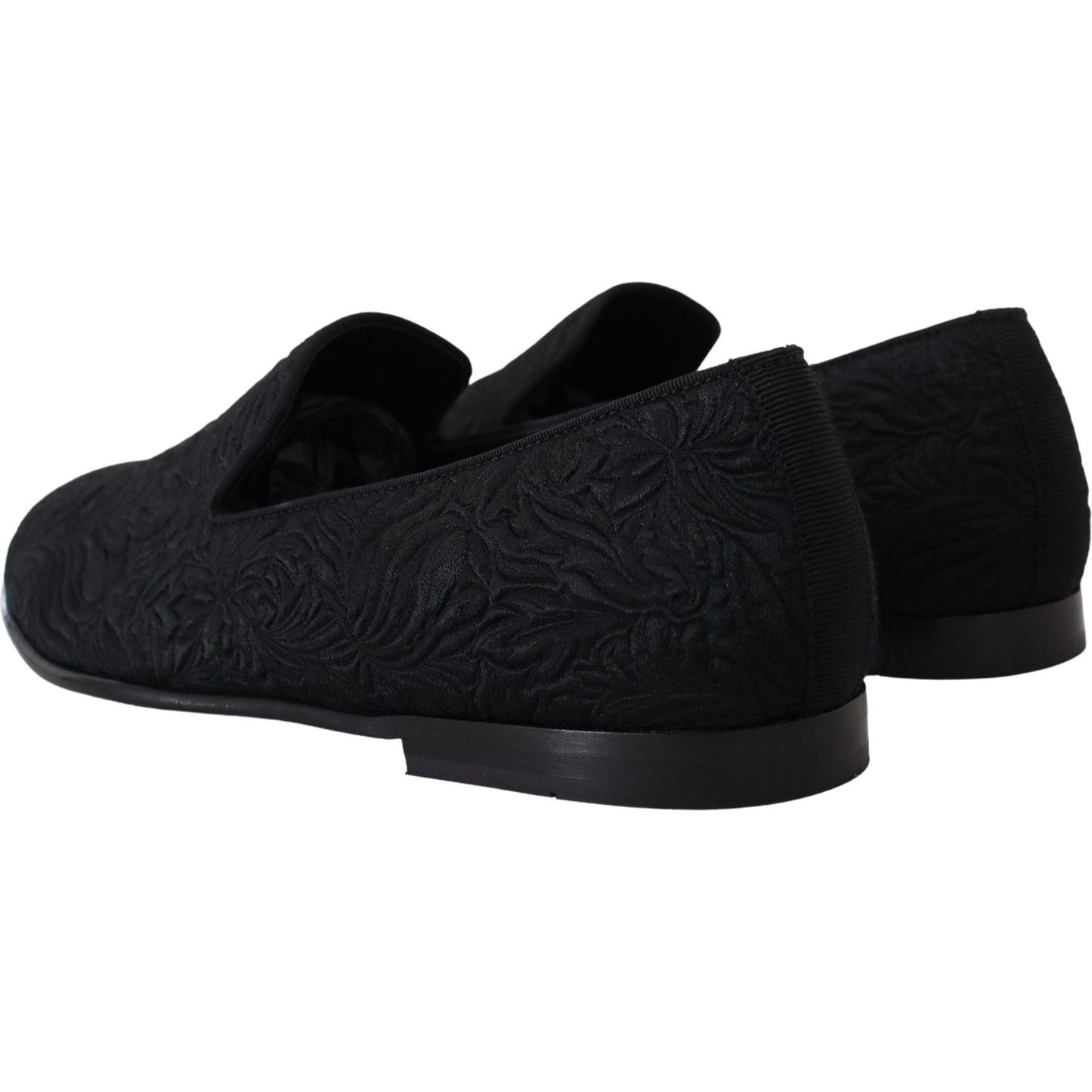 Dolce & Gabbana Black Floral Jacquard Slippers Loafers Shoes MV4814- 39