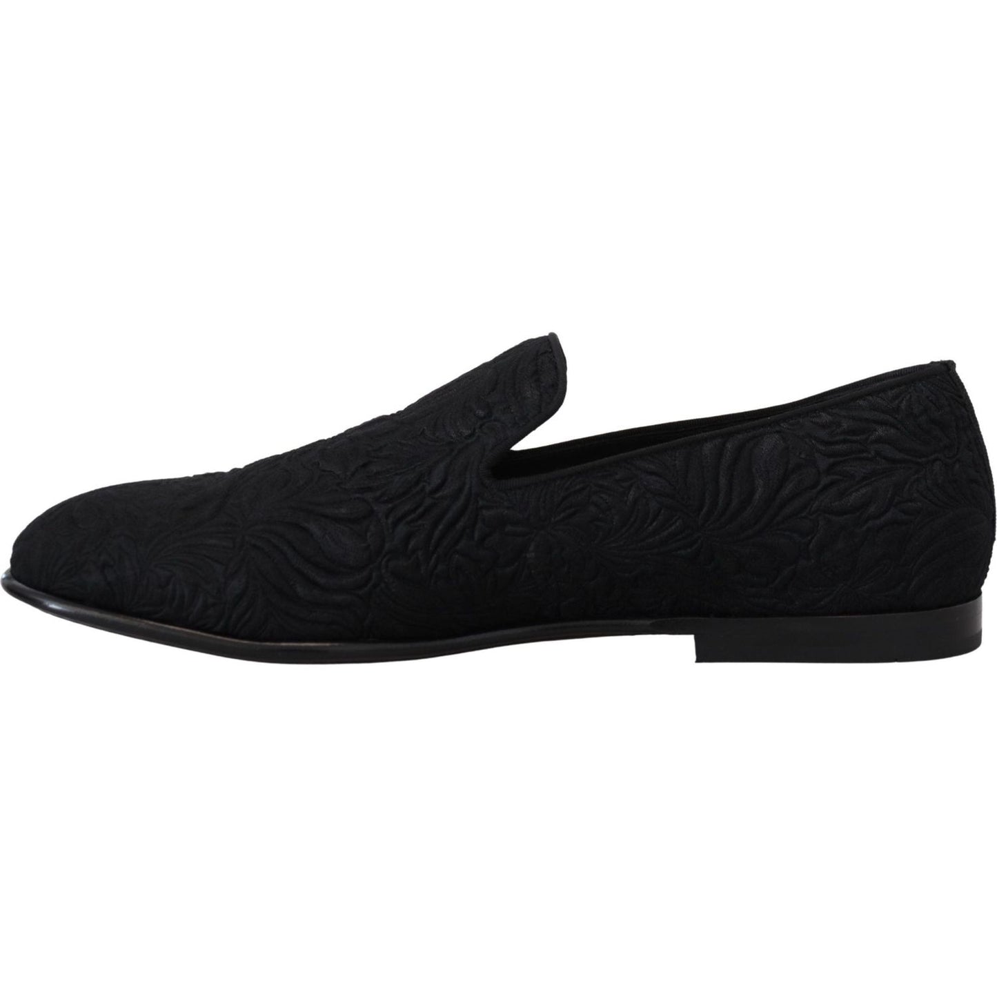 Dolce & Gabbana Black Floral Jacquard Slippers Loafers Shoes MV4814- 39