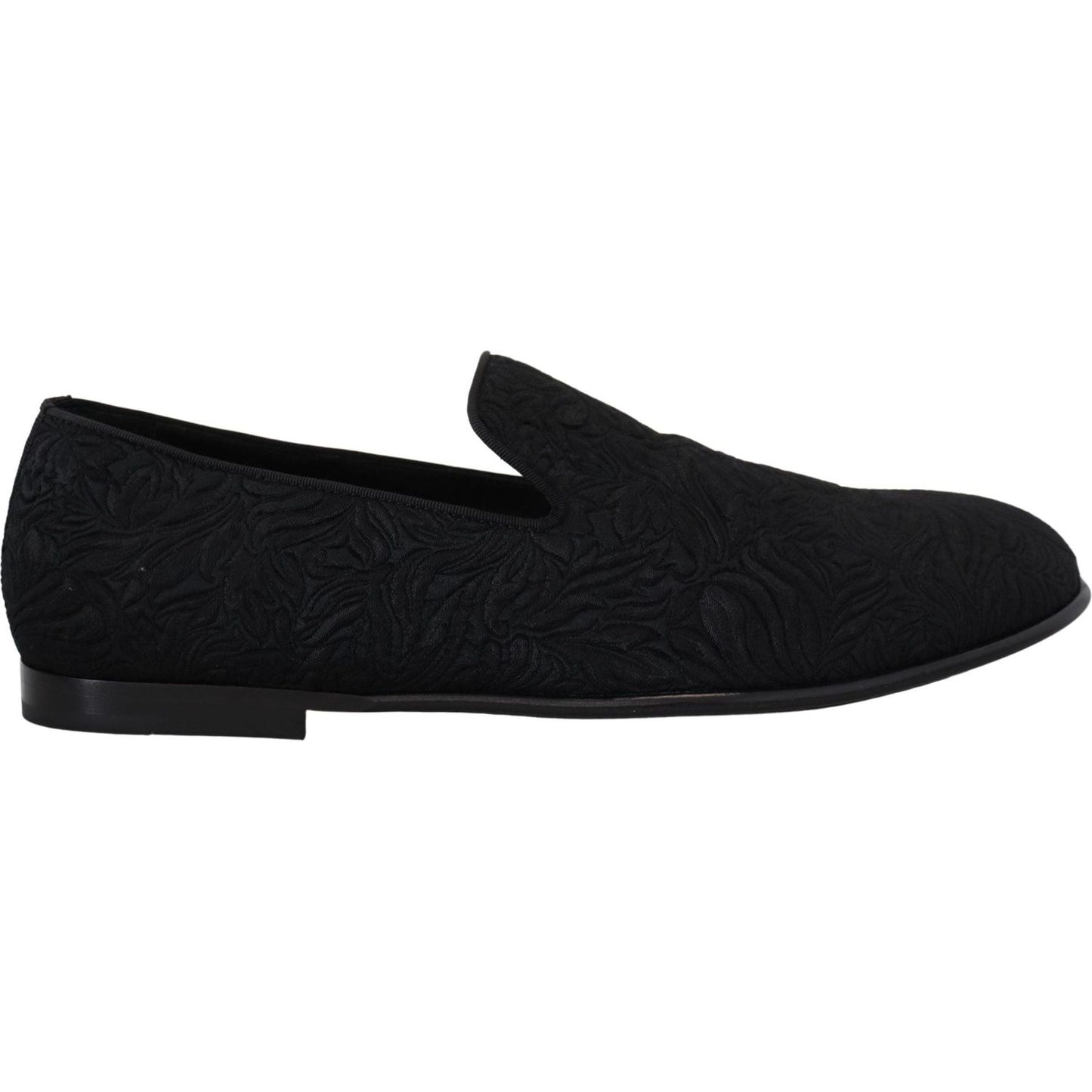 Dolce & Gabbana Black Floral Jacquard Slippers Loafers Shoes MV4814- 39