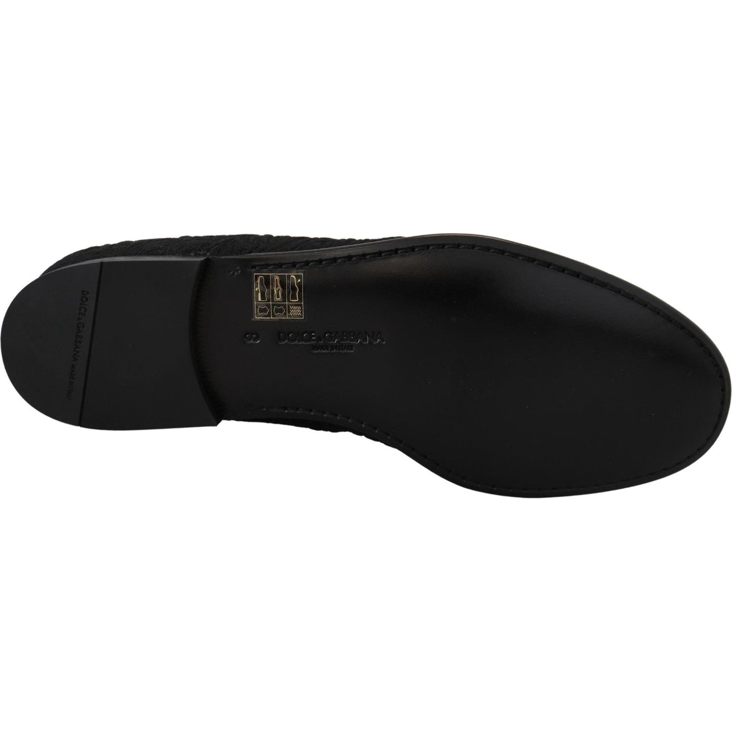Dolce & Gabbana Black Floral Jacquard Slippers Loafers Shoes MV4814- 39