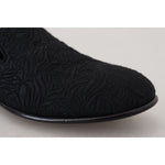 Dolce & Gabbana Black Floral Jacquard Slippers Loafers Shoes MV4814- 39