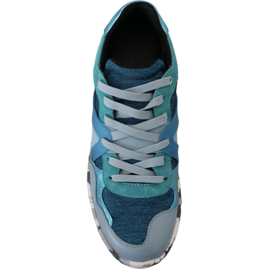 Dolce & Gabbana Blue Gray Leather Sport Low Top Sneakers MV4823- 40
