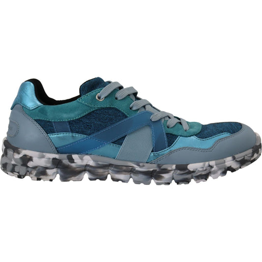 Dolce & Gabbana Blue Gray Leather Sport Low Top Sneakers MV4823- 40