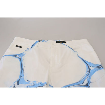Dolce & Gabbana White Blue Denim Cotton Jeans Stretch Skinny Fit Pant