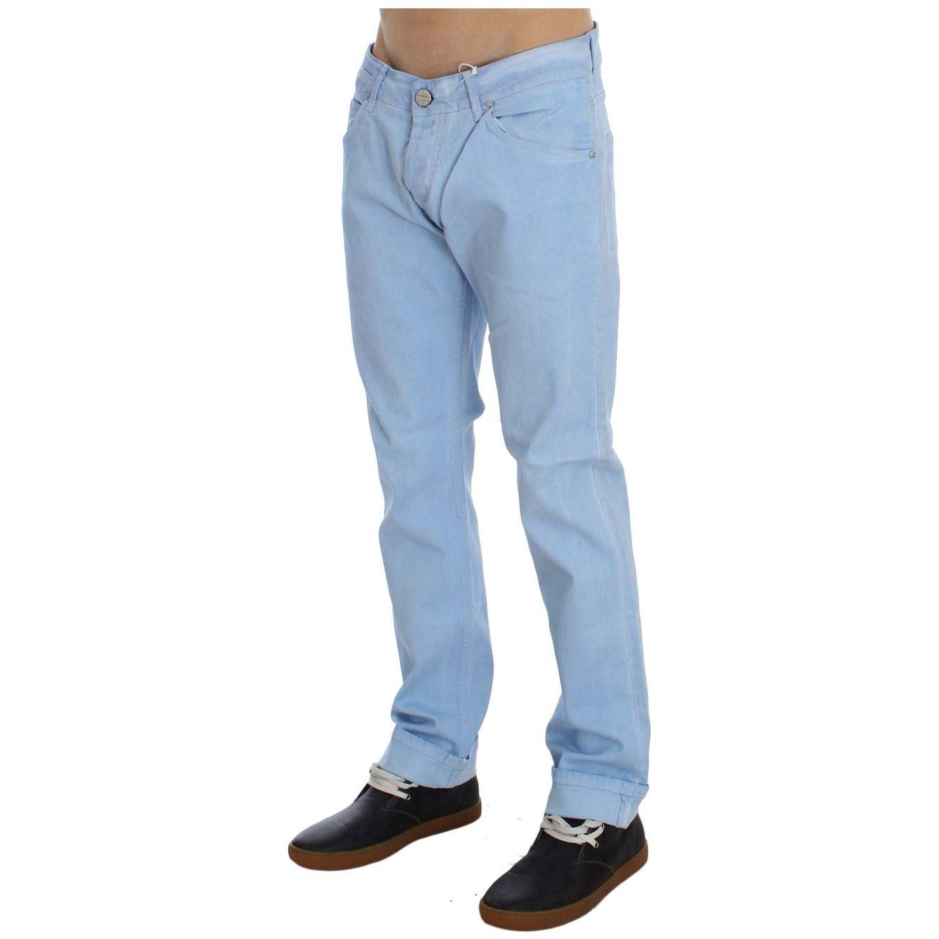 Acht Blue Cotton Stretch Low Waist Fit Jeans