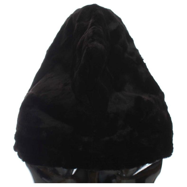 Dolce & Gabbana Black Weasel Fur Crochet Hood Scarf Hat Hood Scarf