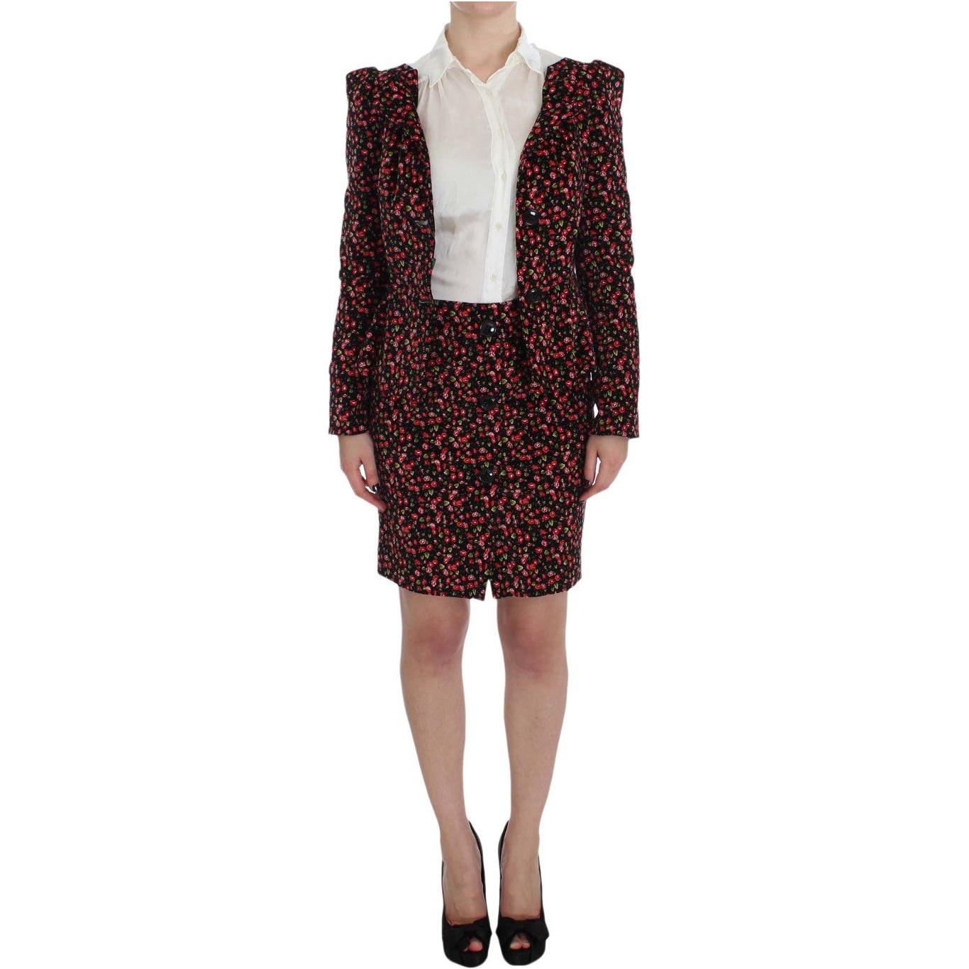 BENCIVENGA Black Multicolor Floral Suit
