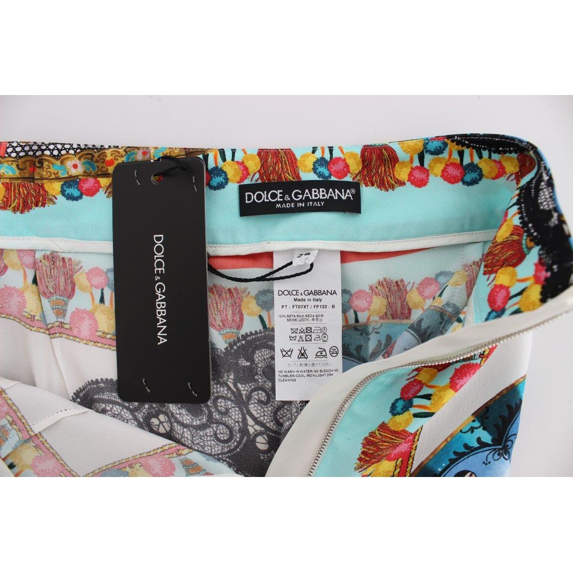 Dolce & Gabbana Multicolor Majolica Sicily Silk Pants