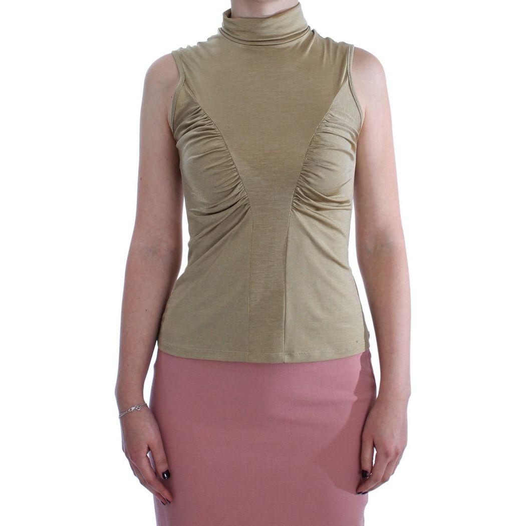 Exte Gold Nylon Turtleneck Top Blouse