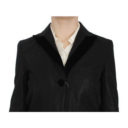 Exte Black One Button Three Piece Suit