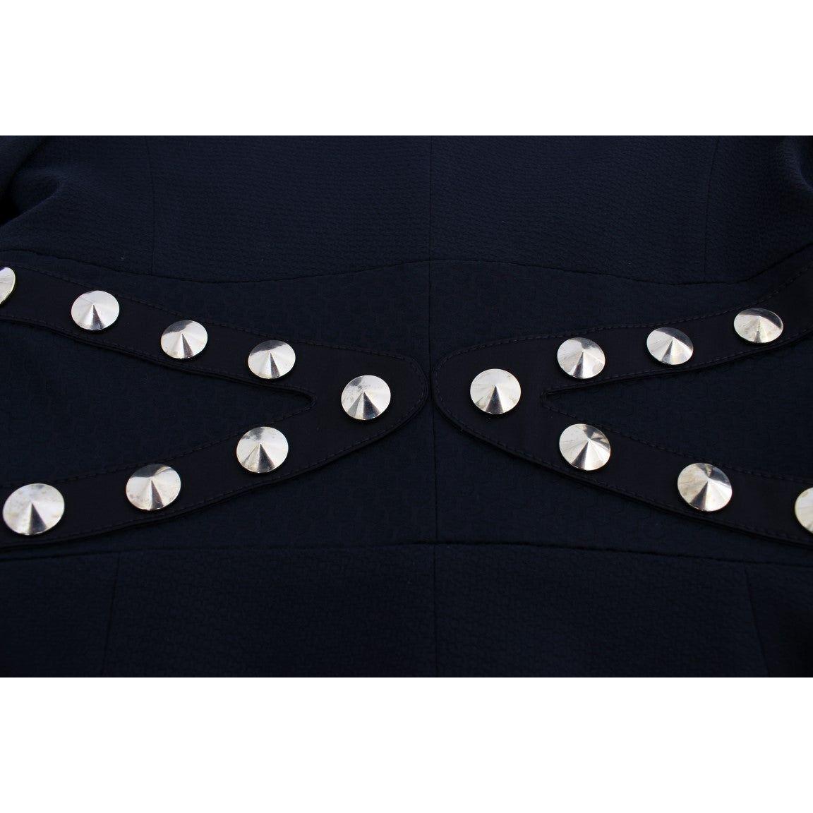 Exte Black Cotton Stretch Gold Studded Blazer Jacket