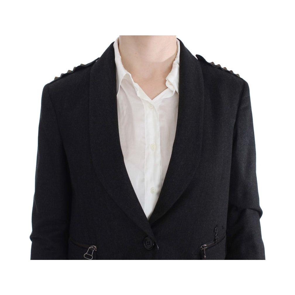 Exte Gray Stretch Gold Studded Short Jacket Coats & Jackets