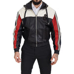 Dolce & Gabbana Black Leather Hooded Blouson Coat Jacket