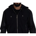 Dolce & Gabbana Black Polyester Hooded Blouson Coat Jacket