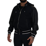 Dolce & Gabbana Black Polyester Hooded Blouson Coat Jacket