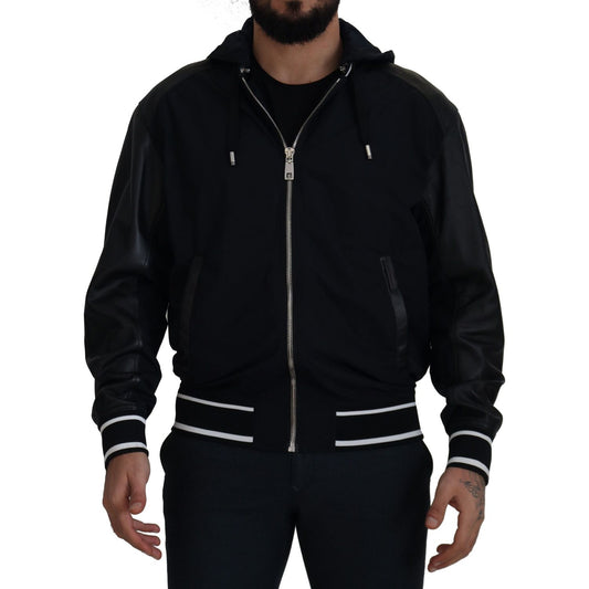 Dolce & Gabbana Black Polyester Hooded Blouson Coat Jacket