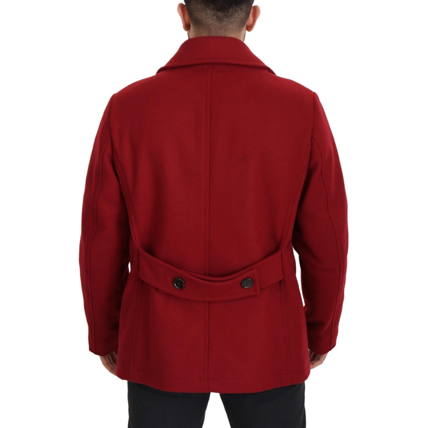 Dolce & Gabbana Red Wool Double Breasted Coat Jacket