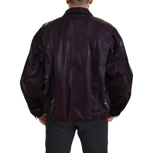 Dolce & Gabbana Bordeaux Nylon Collared Men Coat Jacket JKT3351- L