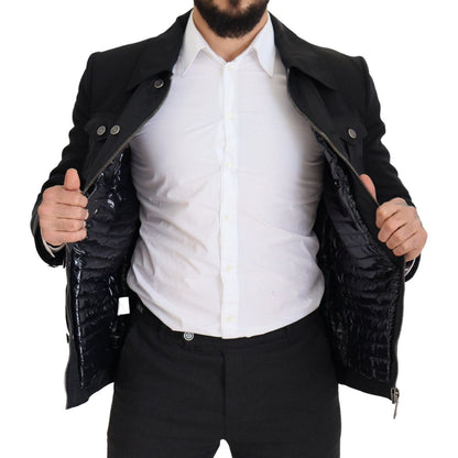 Dolce & Gabbana Black Wool Collared Full Zip Jacket Dolce & Gabbana