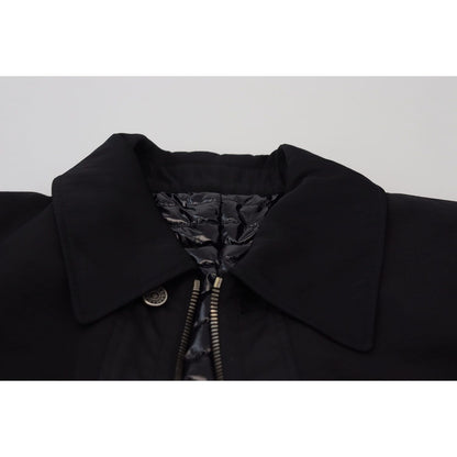 Dolce & Gabbana Black Wool Collared Full Zip Jacket Dolce & Gabbana