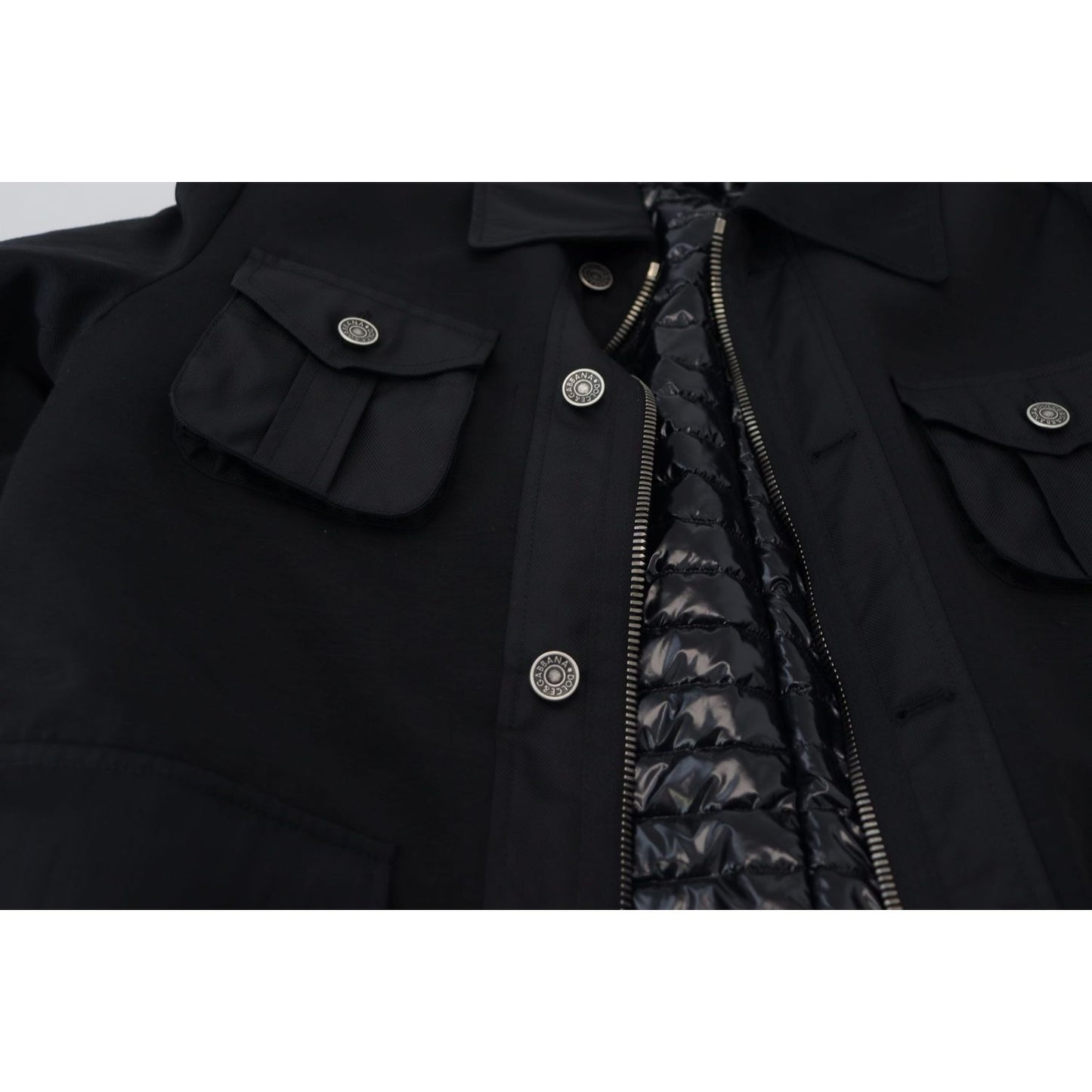 Dolce & Gabbana Black Wool Collared Full Zip Jacket Dolce & Gabbana