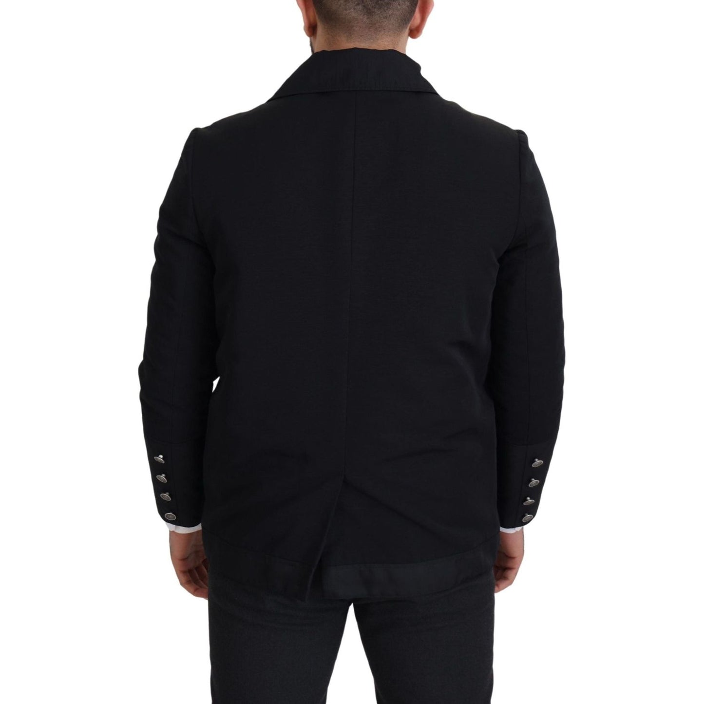 Dolce & Gabbana Black Wool Collared Full Zip Jacket Dolce & Gabbana