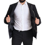 Dolce & Gabbana Black Wool Full Zip Long Sleeves Jacket