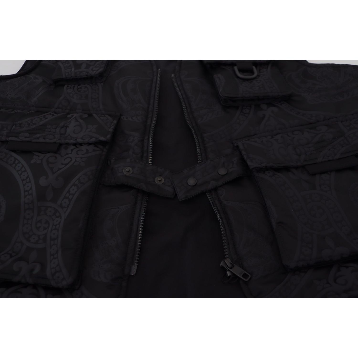 Dolce & Gabbana Black Nylon Full Zip Sleeveless Jacket