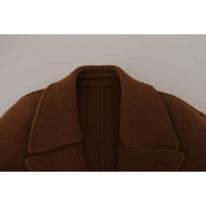 Dolce & Gabbana Brown Nylon Double Breasted Coat Jacket