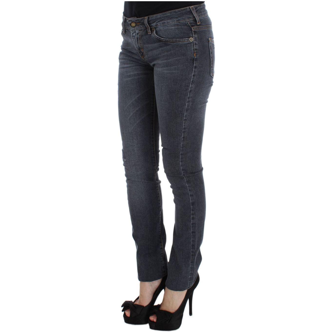 Cavalli Blue Wash Cotton Blend Slim Fit Jeans