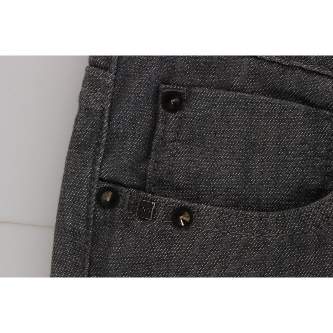 Costume National Gray Cotton Blend Slim Fit Jeans