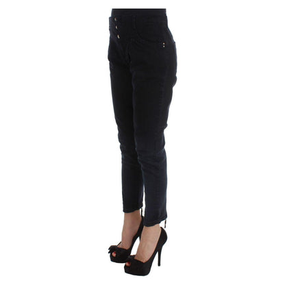 Costume National Black Cotton Slim Fit Cropped Jeans Jeans & Pants