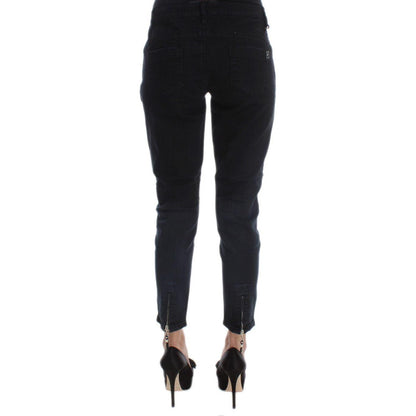 Costume National Black Cotton Slim Fit Cropped Jeans Jeans & Pants
