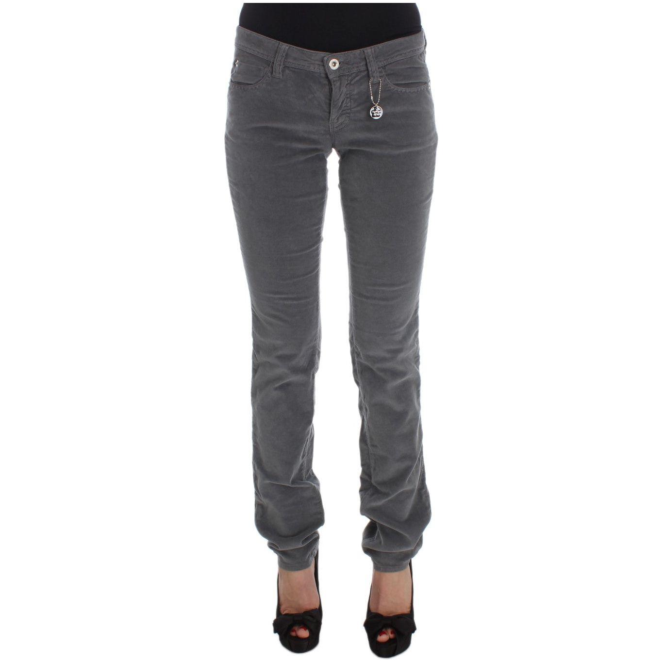 Costume National Gray Cotton Super Slim Corduroys Jeans