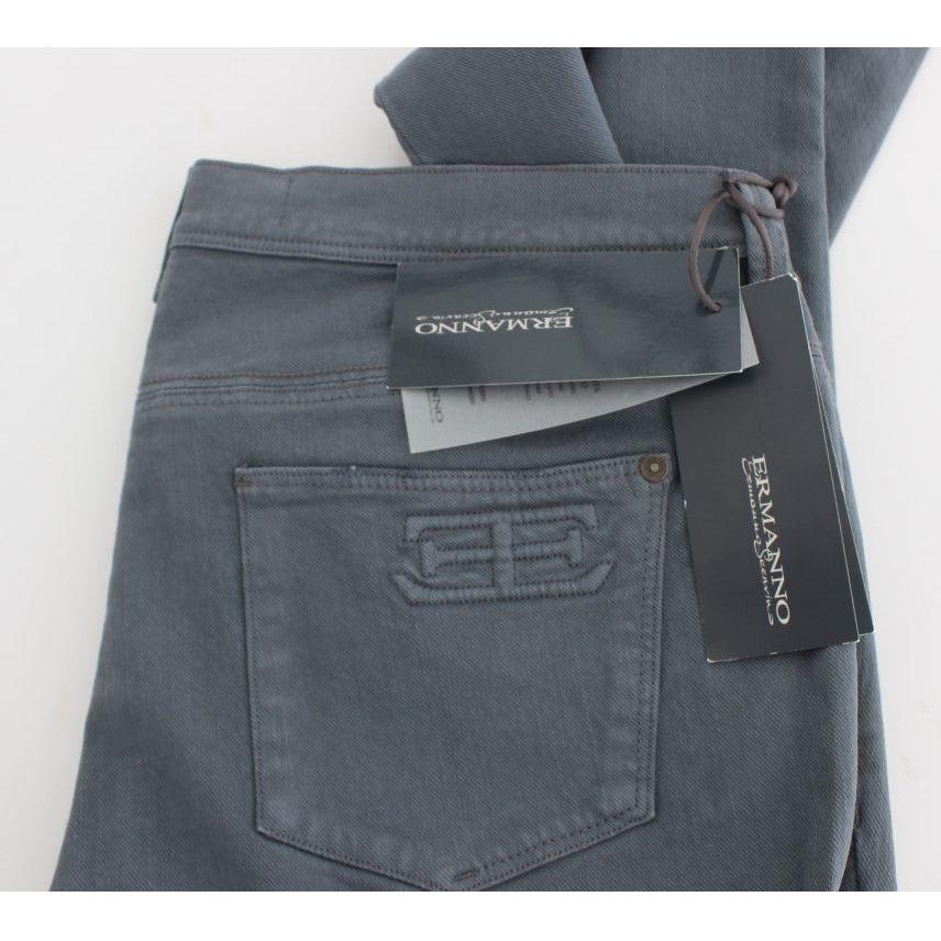 Ermanno Scervino Blue Cotton Blend Slim Fit Bootcut Jeans Jeans & Pants