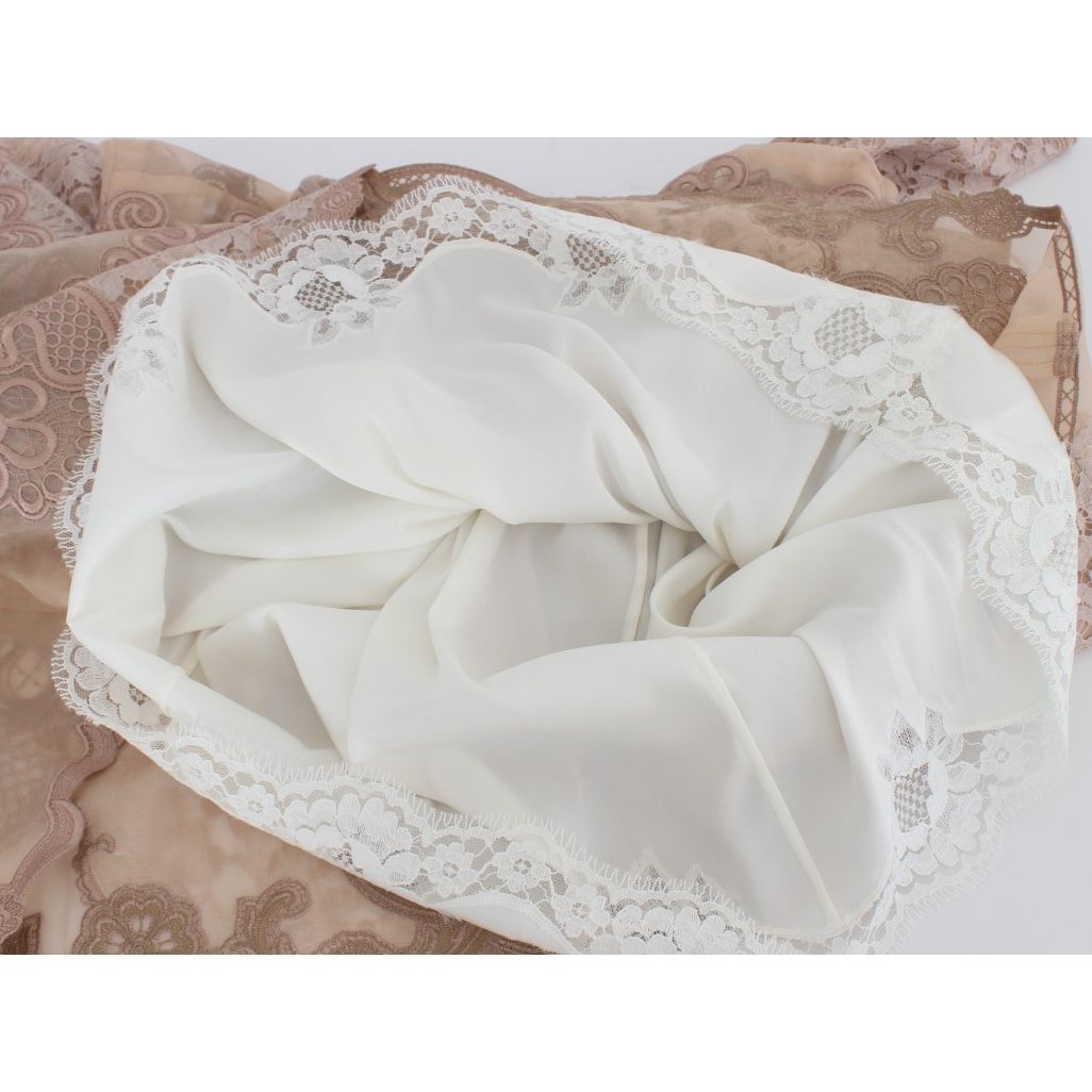 Dolce & Gabbana Pink Silk Lace Ricamo Shift Gown Dress