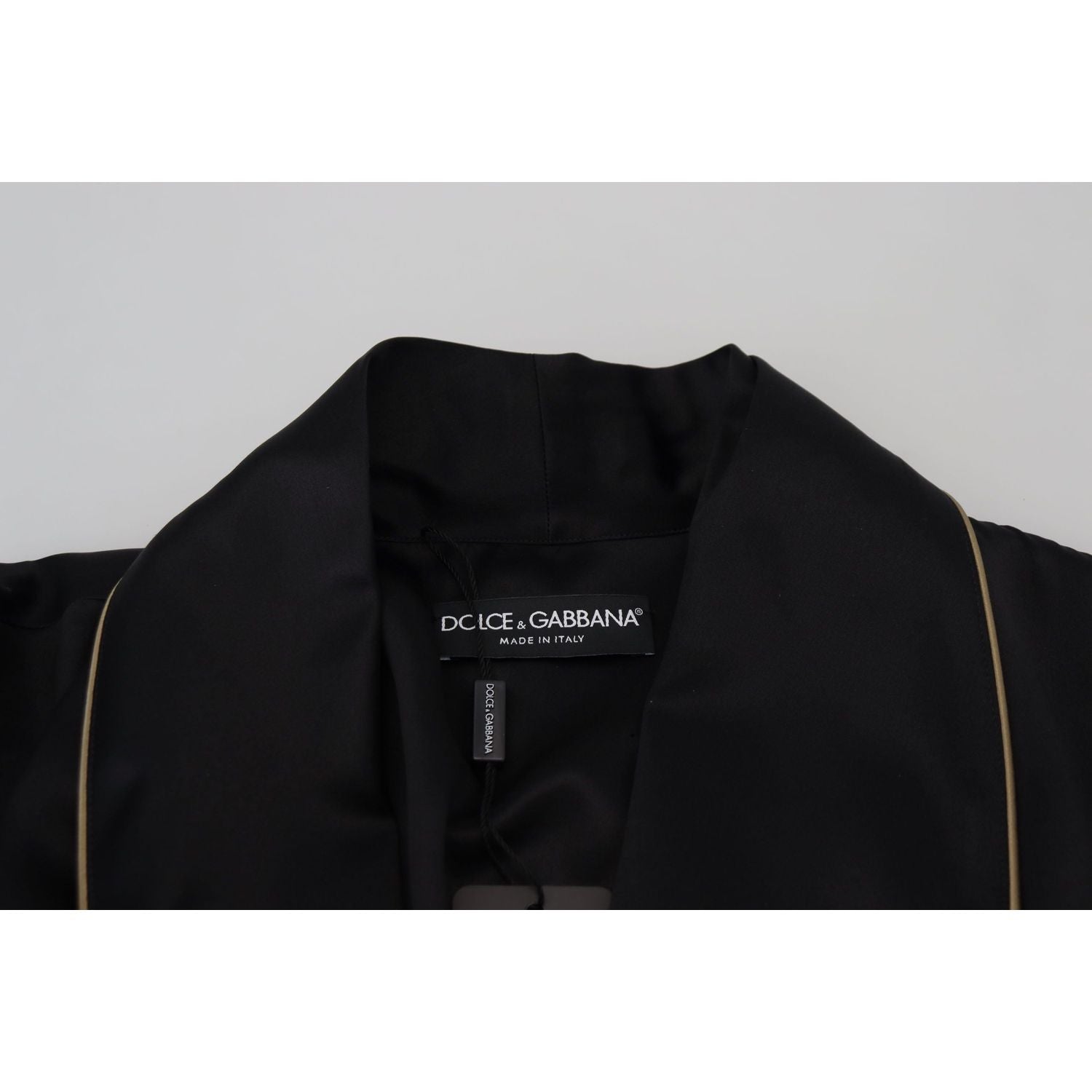 Dolce & Gabbana Black 100% Silk Robe Coat Wrap  Jacket
