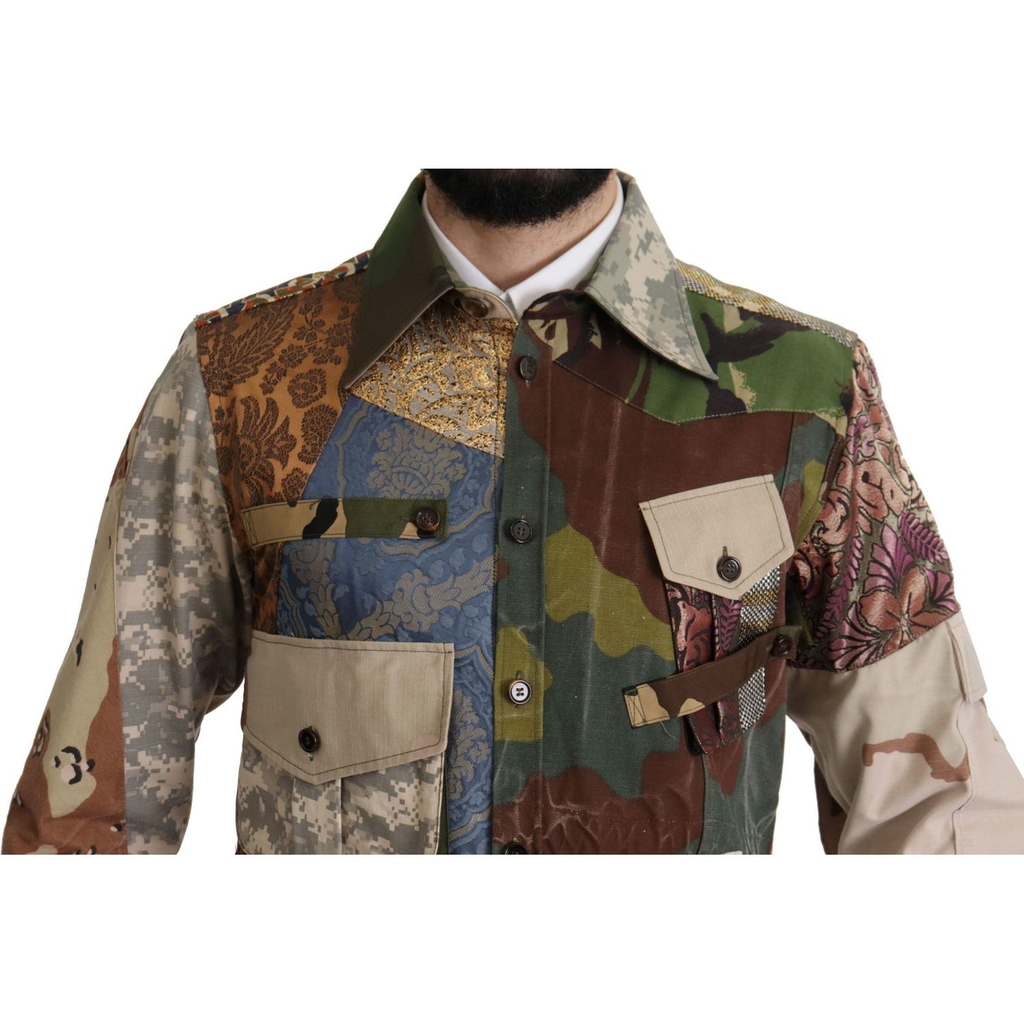 Dolce & Gabbana Multicolor Button Down Patchwork Shirt