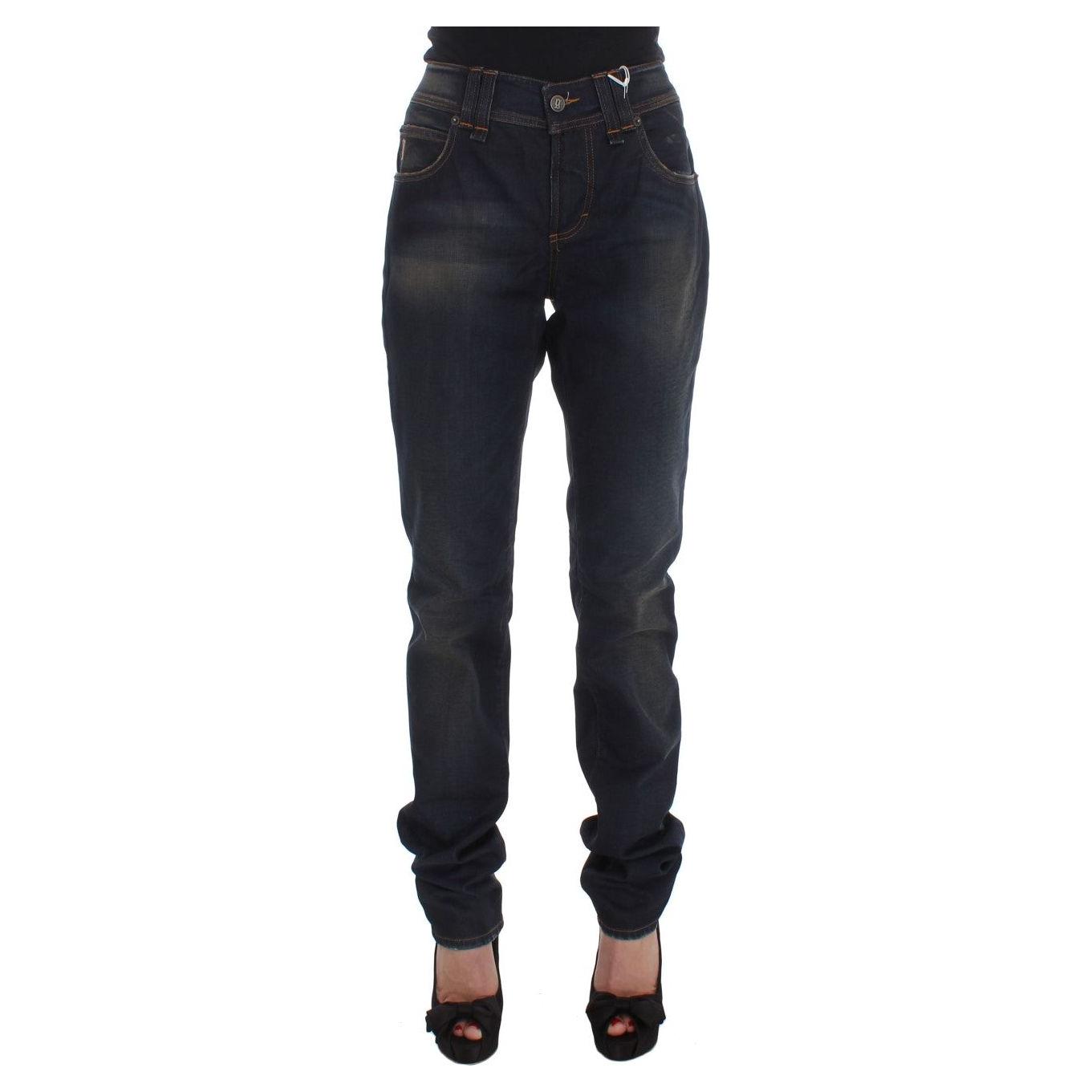 John Galliano Blue Wash Cotton Blend Boyfriend Fit Jeans