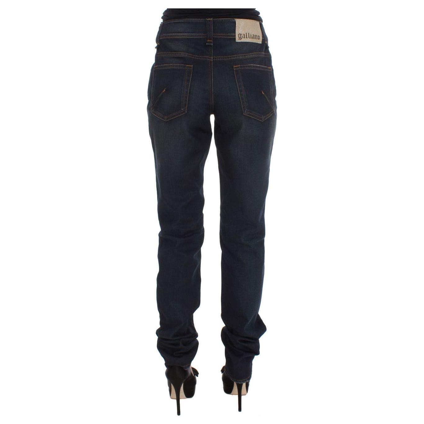 John Galliano Blue Wash Cotton Blend Boyfriend Fit Jeans