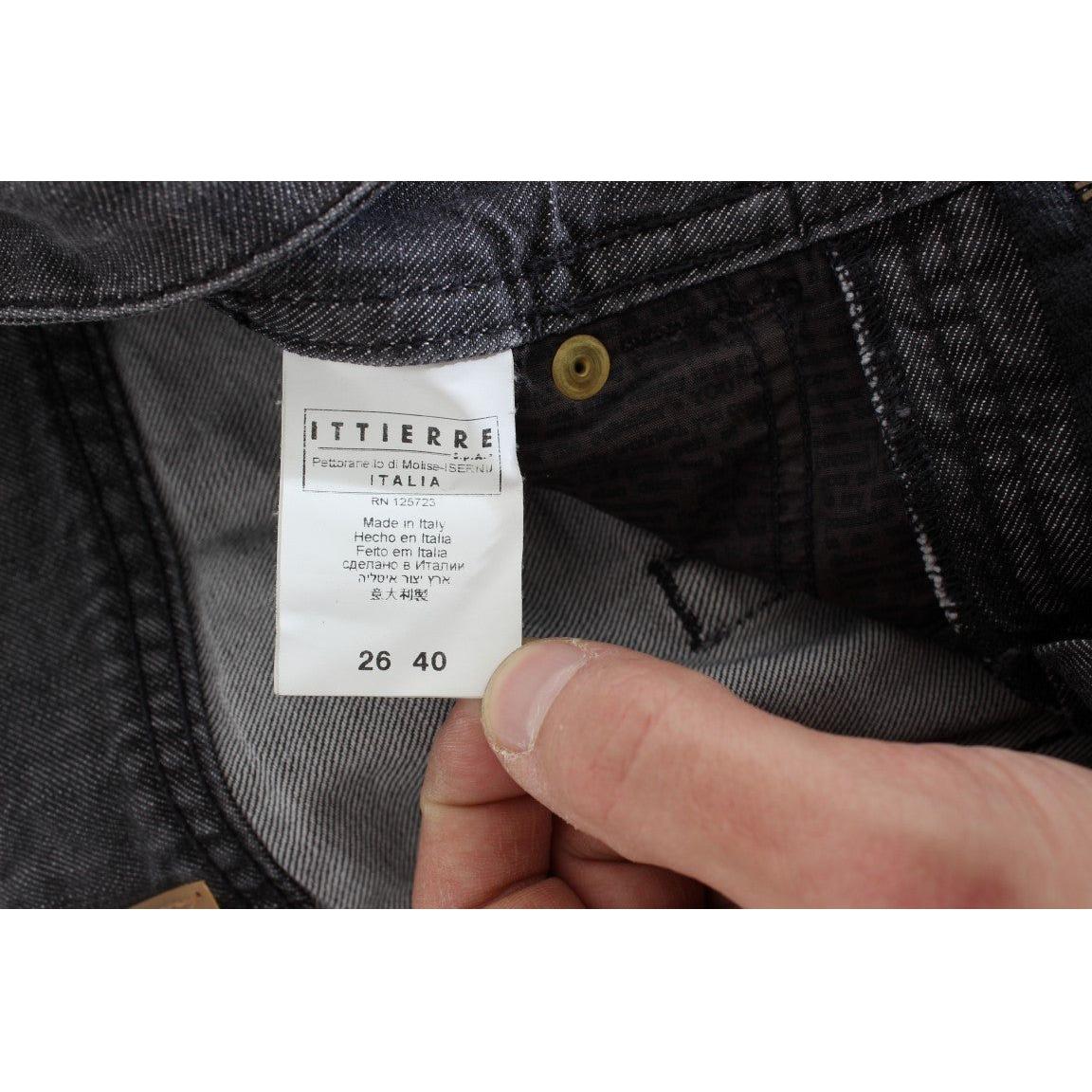 John Galliano Gray Wash Cotton Torn Straight Fit Jeans